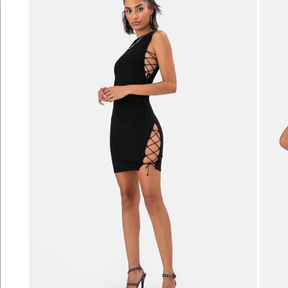 Black lace up dress